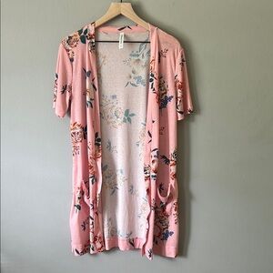 Tickled Pink Floral Light & Airy Kimono XL